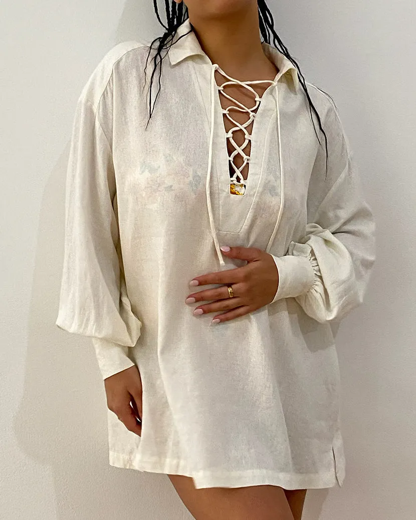 Lace-Up Linen Caftan sold by WeWoreWhat product image thumbnail 2