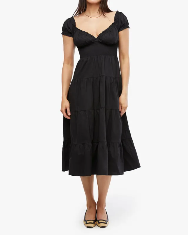 Puff Sleeve Smocked Midi Dress sold by WeWoreWhat