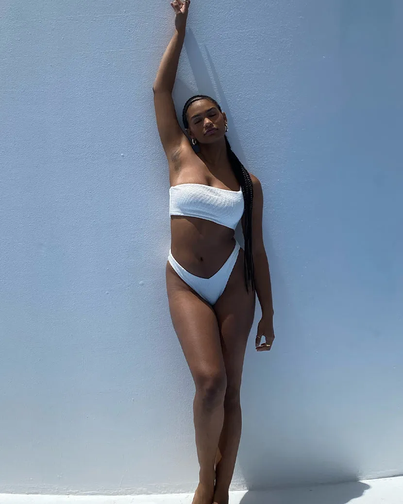 One Shoulder Spongie Seersucker Bikini Top sold by WeWoreWhat product image thumbnail 3