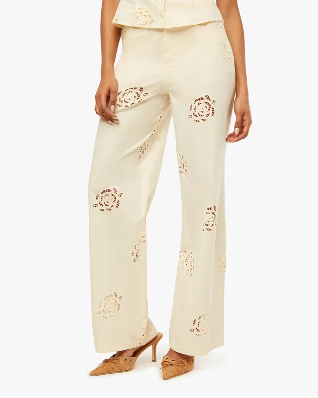 Rose Eyelet Straight Leg Pant sold by WeWoreWhat