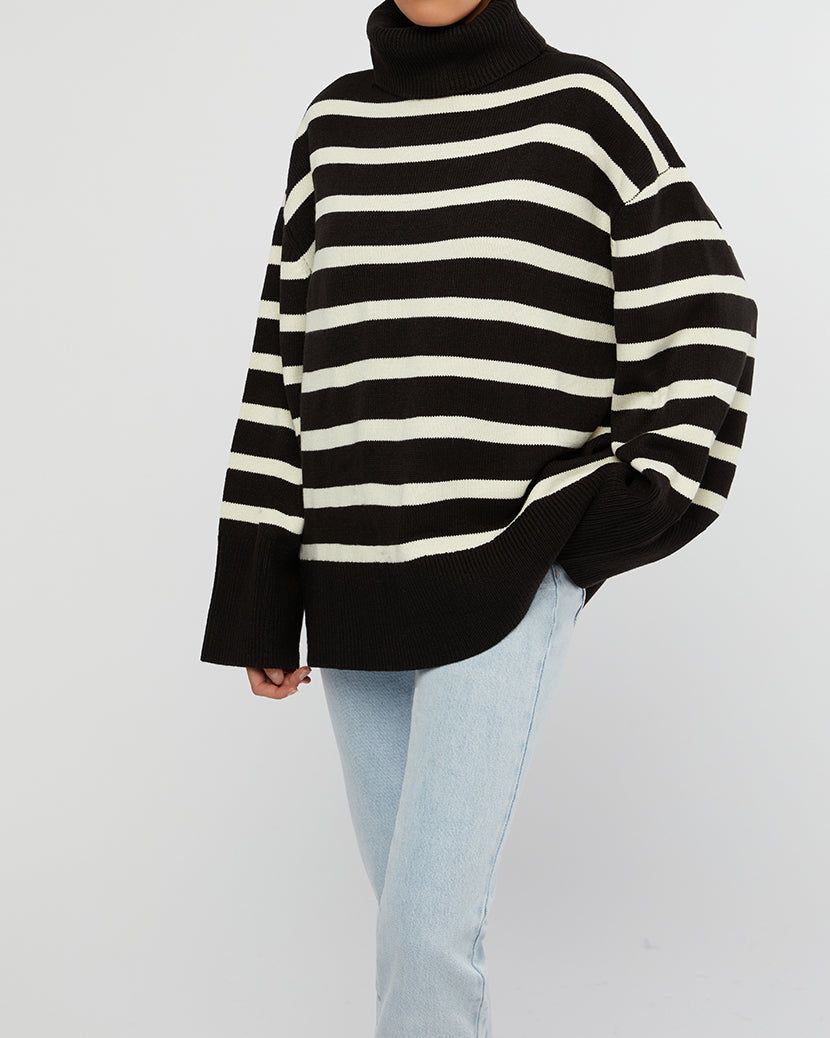 Striped Turtle Neck Sweater sold by WeWoreWhat