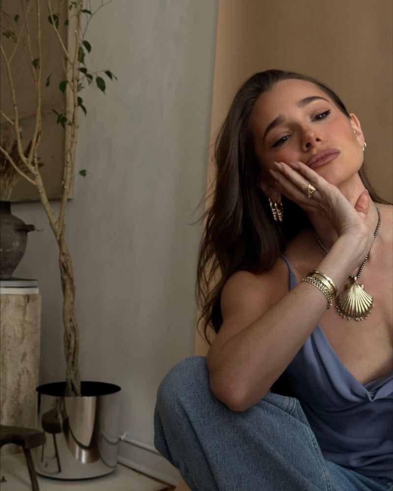 Crystal Shell Hammered Earrings sold by WeWoreWhat product image thumbnail 3