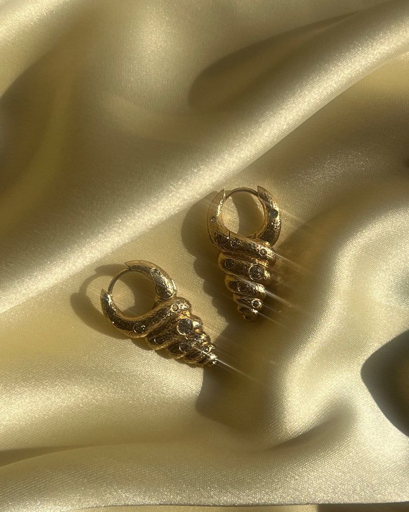 Crystal Shell Hammered Earrings sold by WeWoreWhat product image thumbnail 2