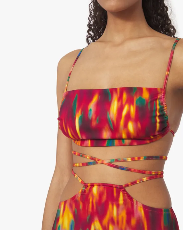 Ruched Bandeau Fire Tie Dye Top sold by WeWoreWhat