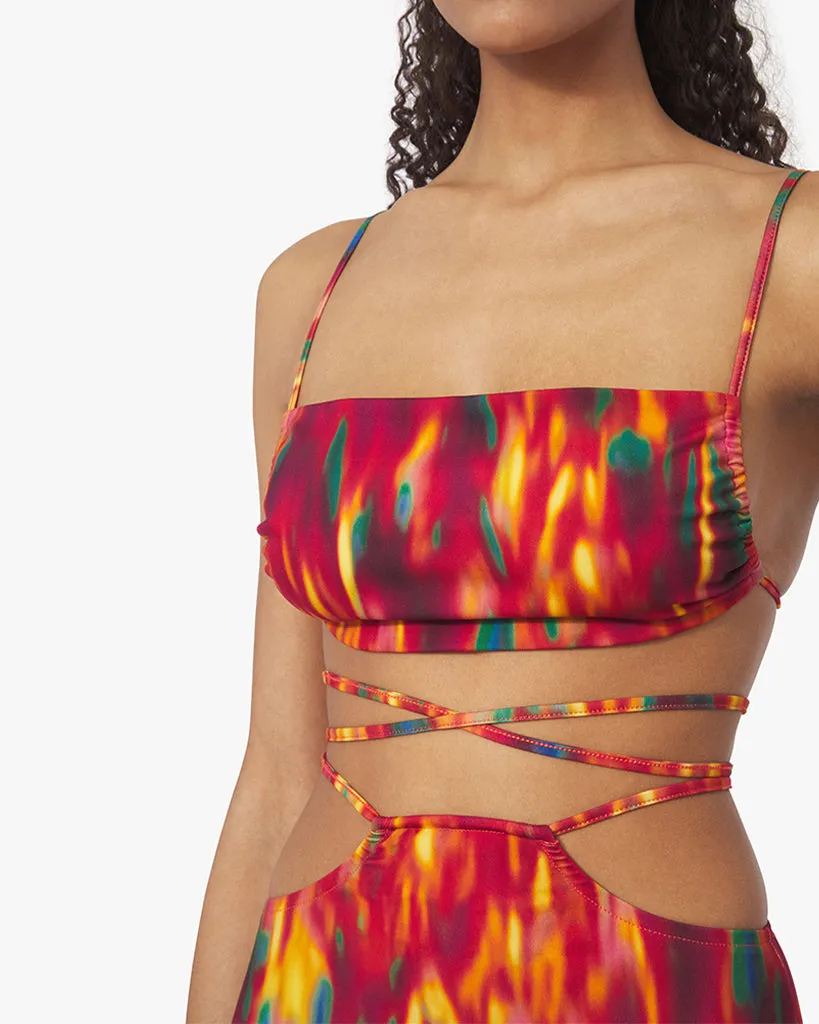 Ruched Bandeau Fire Tie Dye Top sold by WeWoreWhat