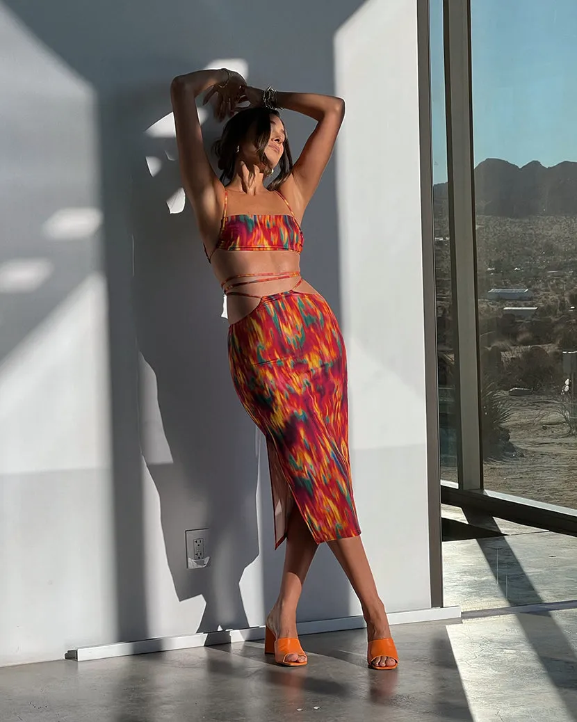 Ruched Bandeau Fire Tie Dye Top sold by WeWoreWhat product image thumbnail 4