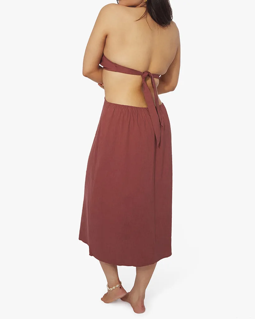 Shell Chain Halter Linen Midi Dress sold by WeWoreWhat product image thumbnail 4