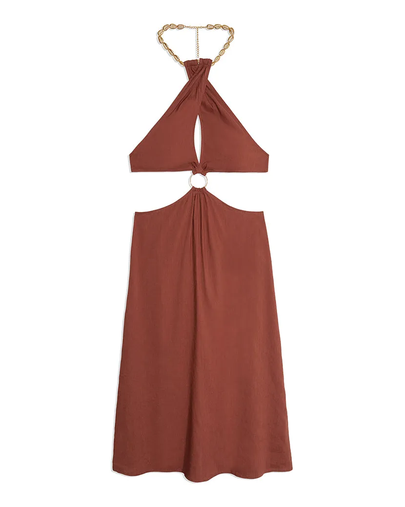 Shell Chain Halter Linen Midi Dress sold by WeWoreWhat product image thumbnail 2