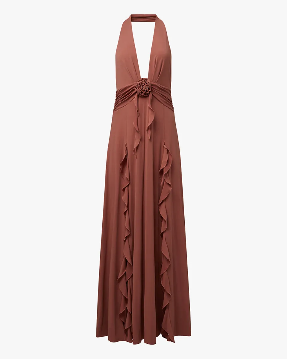 Halter Ruffle Maxi Dress | Parallel