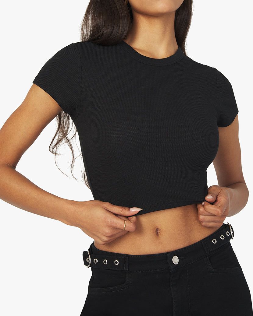 Cropped Waffle Knit Baby Tee sold by WeWoreWhat