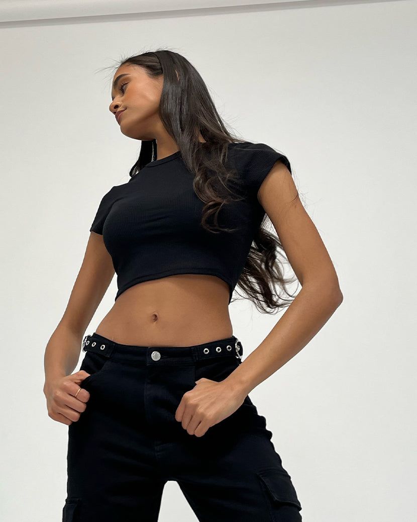 Cropped Waffle Knit Baby Tee sold by WeWoreWhat product image thumbnail 3