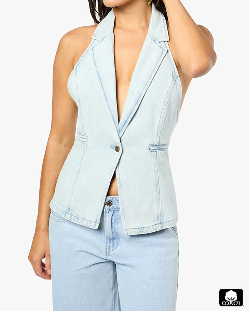 Denim Vest sold by WeWoreWhat