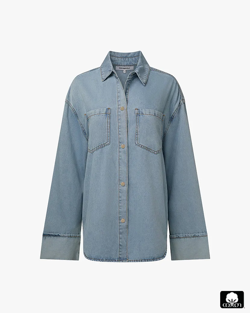 Denim Cuff Shirt sold by WeWoreWhat product image thumbnail 2