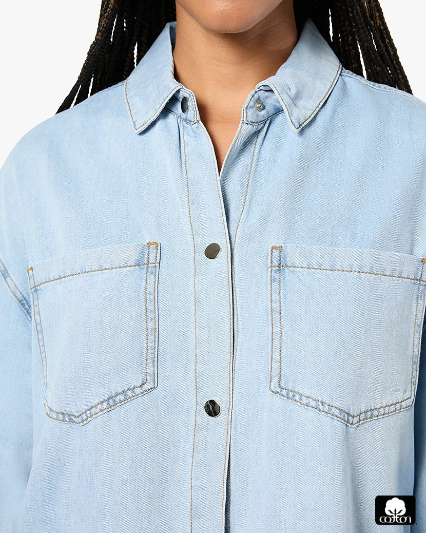 Denim Cuff Shirt sold by WeWoreWhat product image thumbnail 5