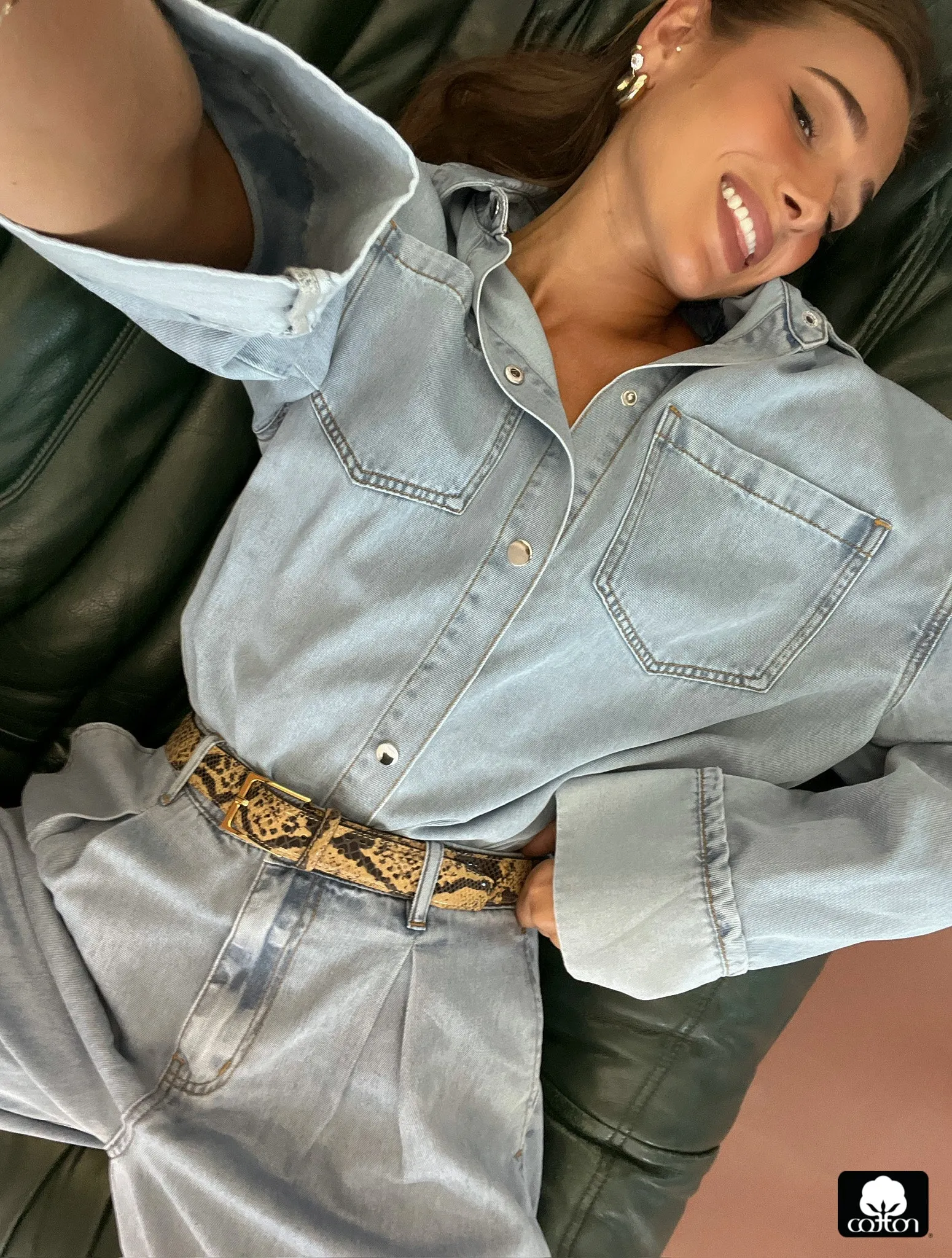 Denim Cuff Shirt sold by WeWoreWhat product image thumbnail 3