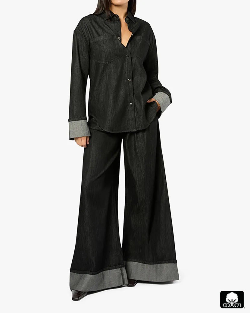 Denim Cuff Shirt sold by WeWoreWhat product image thumbnail 4