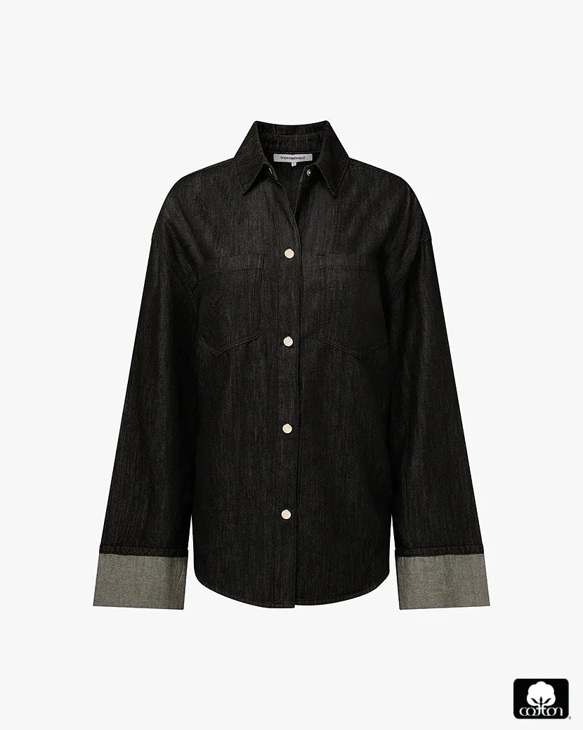 Denim Cuff Shirt sold by WeWoreWhat product image thumbnail 2