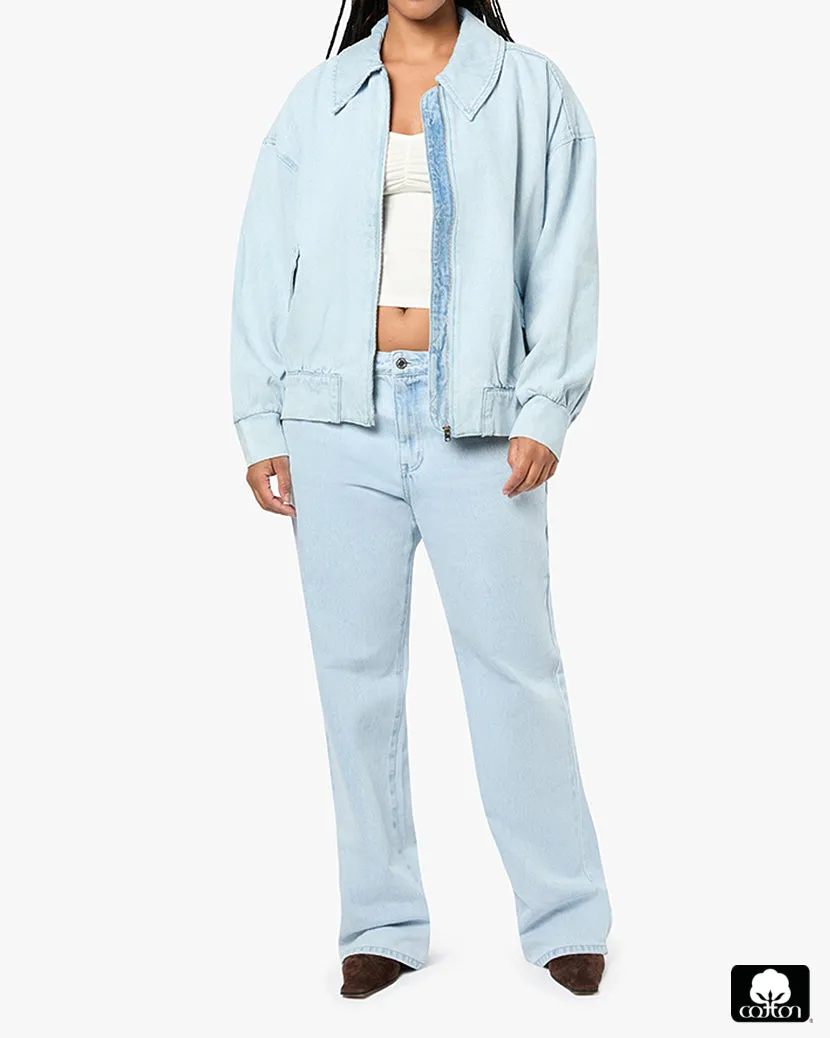 Denim Bomber Jacket sold by WeWoreWhat product image thumbnail 4