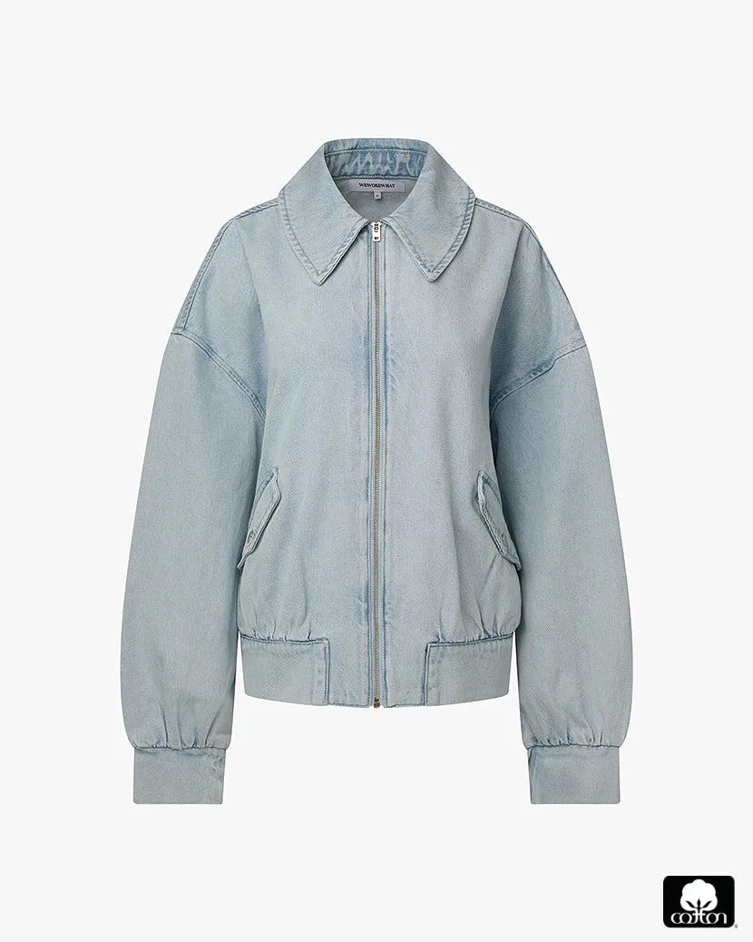 Denim Bomber Jacket sold by WeWoreWhat product image thumbnail 2