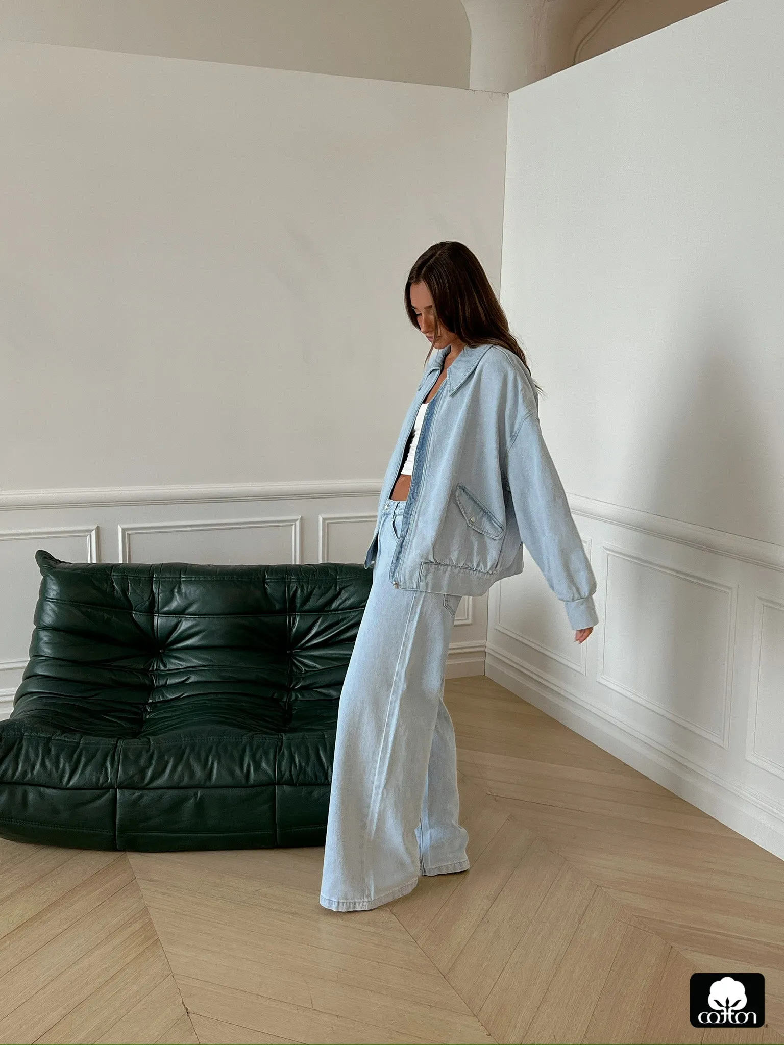 Denim Bomber Jacket sold by WeWoreWhat product image thumbnail 3