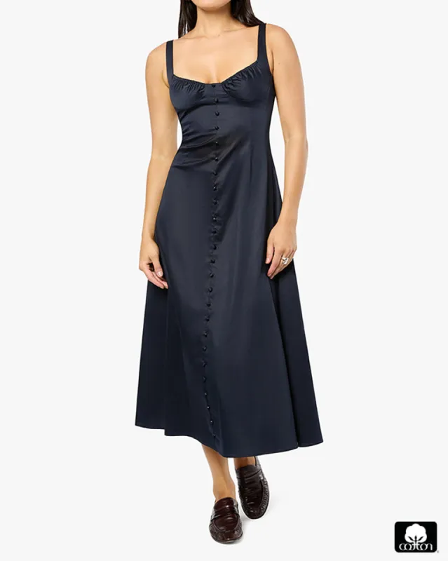 Ruched Cup Button Midi Dress sold by WeWoreWhat