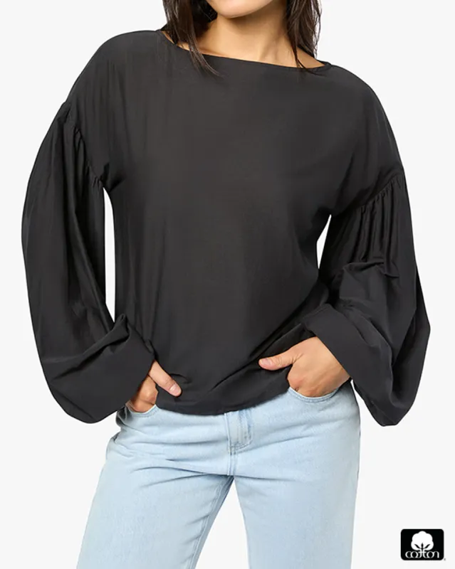 Billow Sleeve Boat Neck Top sold by WeWoreWhat