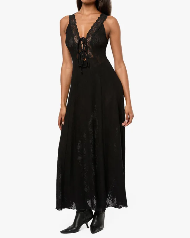 Lace Tie Front Midi Dress sold by WeWoreWhat