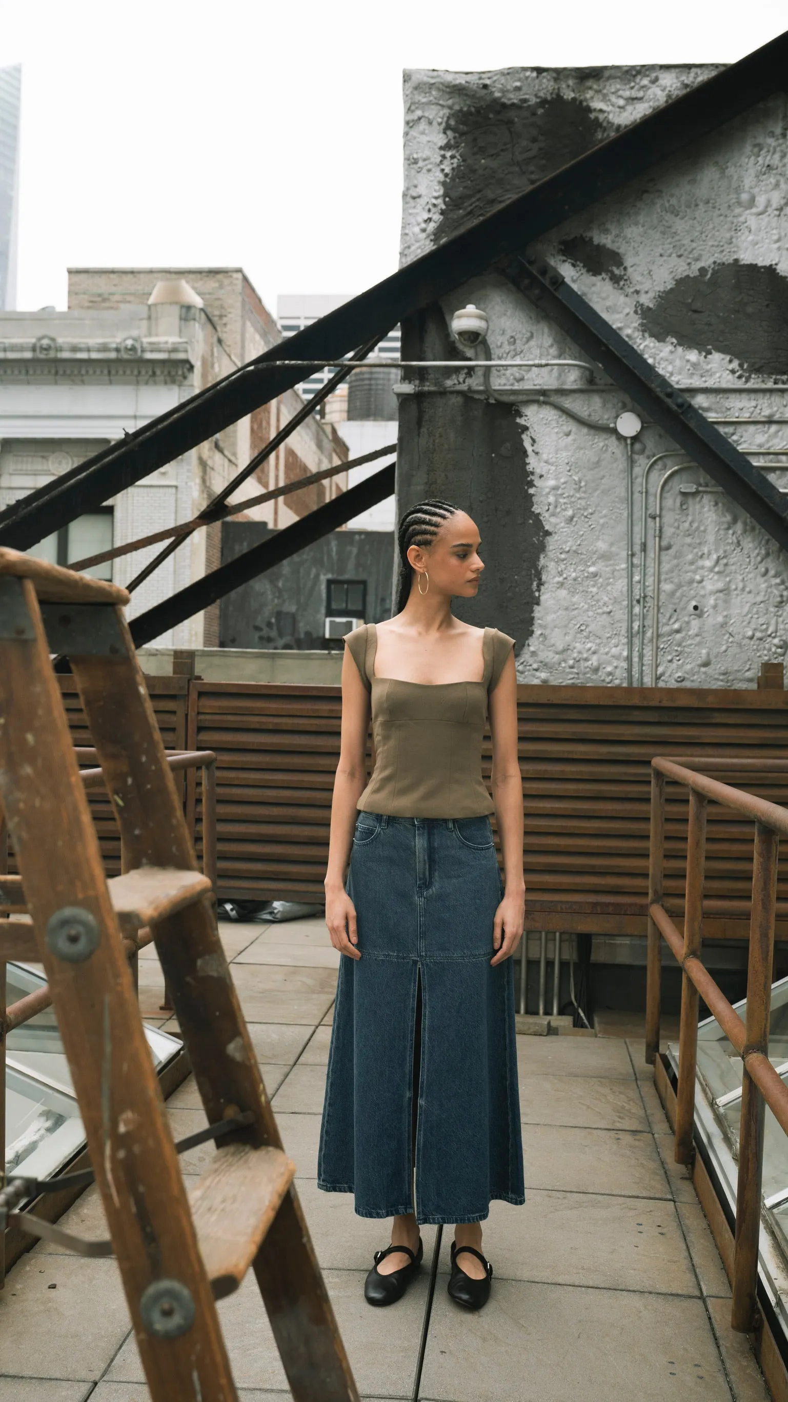 Denim Maxi Skirt sold by WeWoreWhat product image thumbnail 3