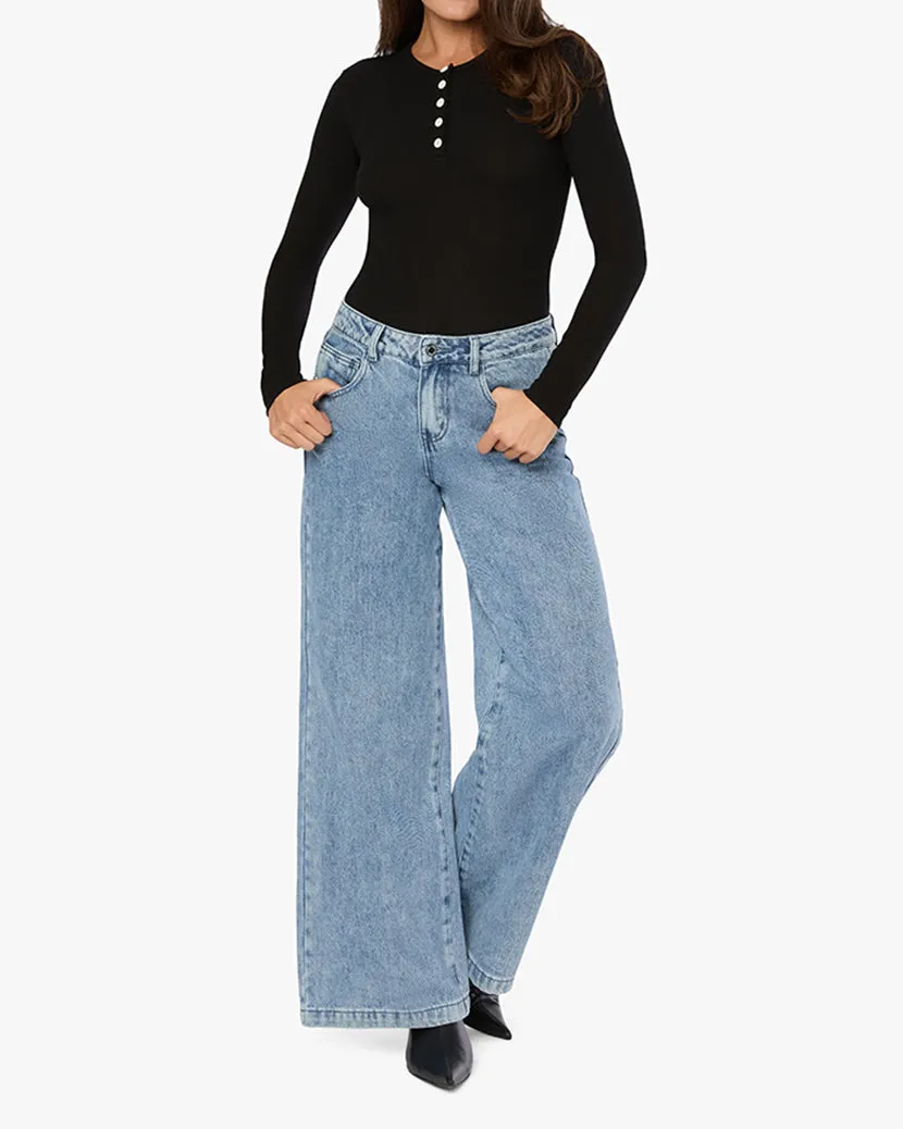 Crew Neck Henley Bodysuit sold by WeWoreWhat product image thumbnail 3