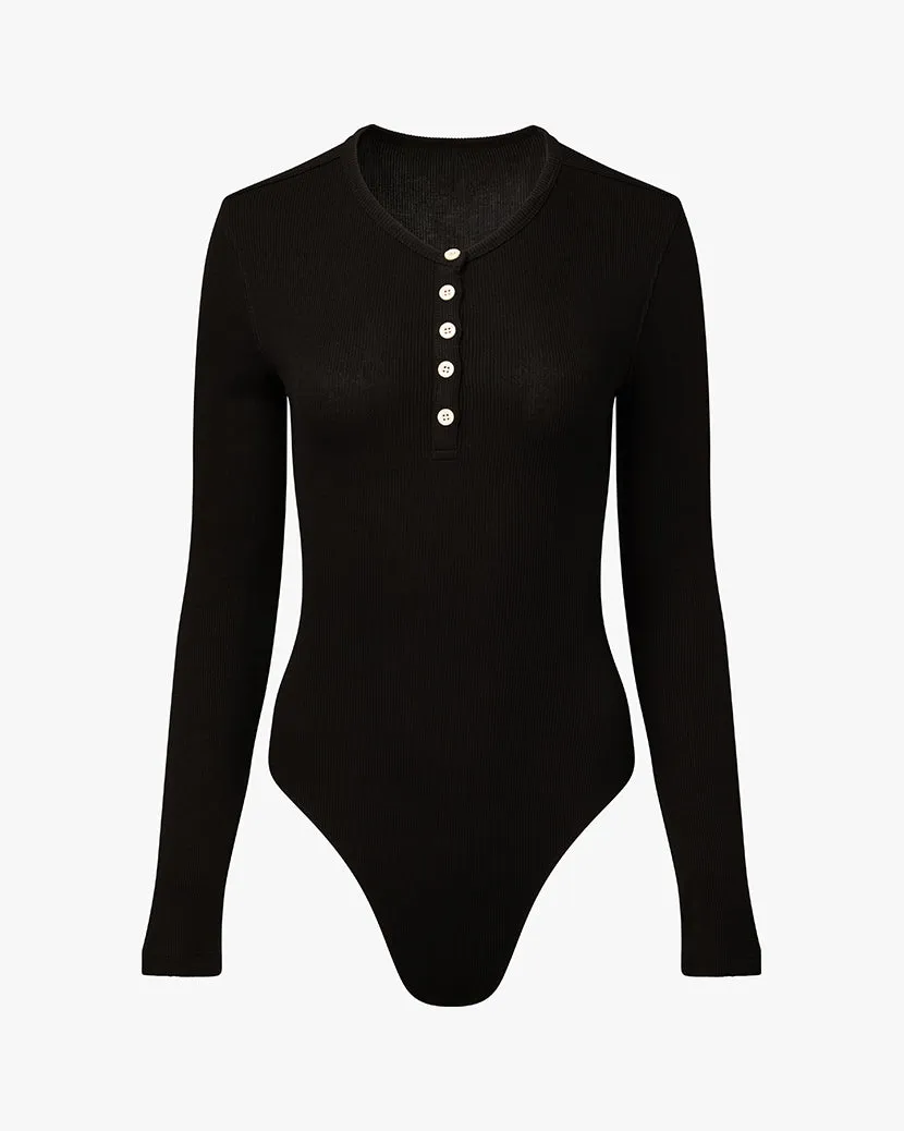 Crew Neck Henley Bodysuit sold by WeWoreWhat product image thumbnail 2