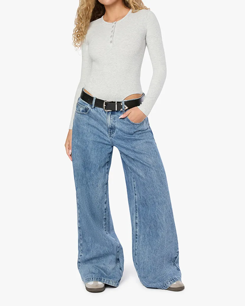 Crew Neck Henley Bodysuit sold by WeWoreWhat product image thumbnail 3