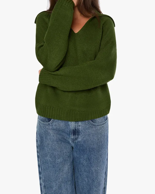 Collar V Neck Sweater sold by WeWoreWhat