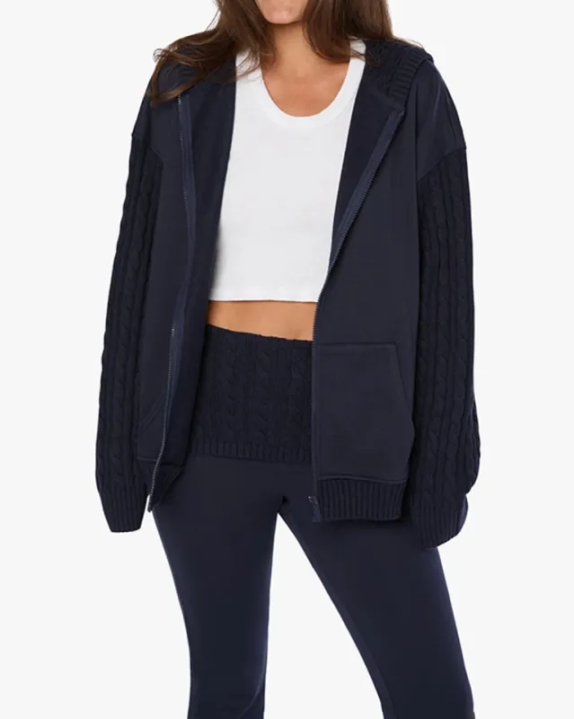 Cable Knit Sleeve Zip Up Hoodie sold by WeWoreWhat
