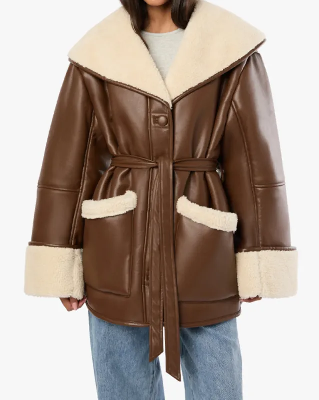 Vegan Leather Bonded Faux Fur Jacket sold by WeWoreWhat