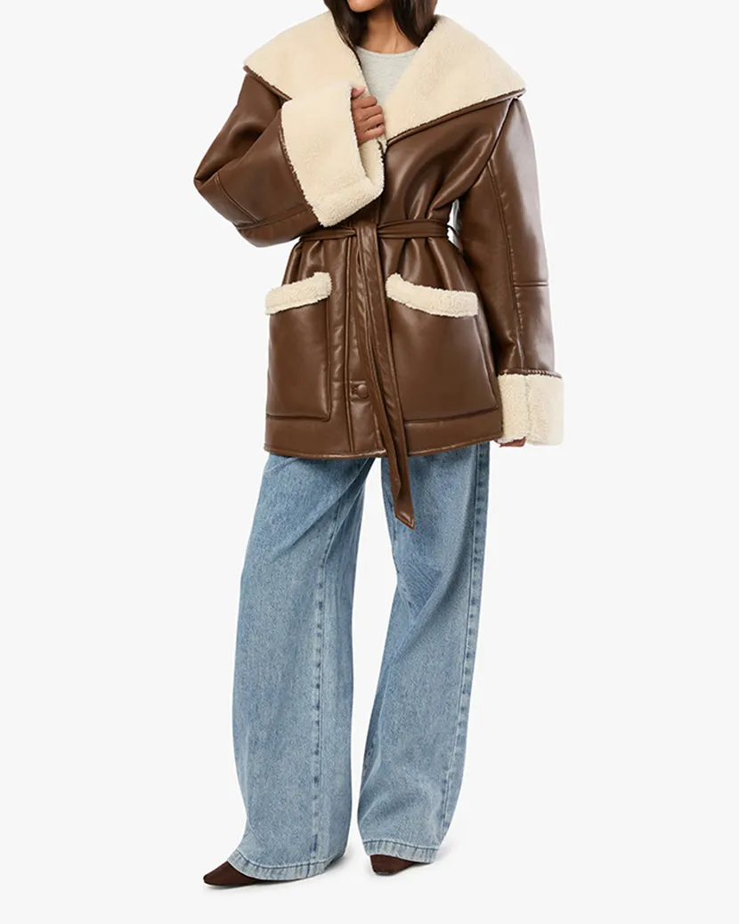 Vegan Leather Bonded Faux Fur Jacket sold by WeWoreWhat product image thumbnail 4