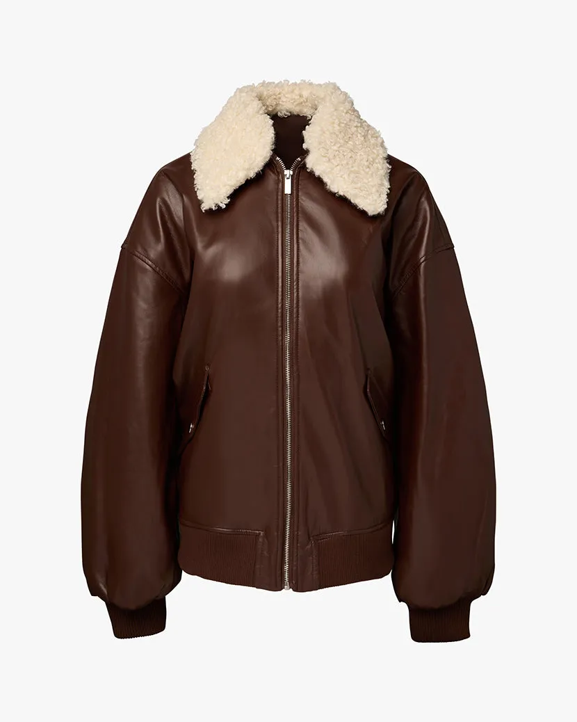 Faux Sherpa Collar Bomber Jacket sold by WeWoreWhat product image thumbnail 2