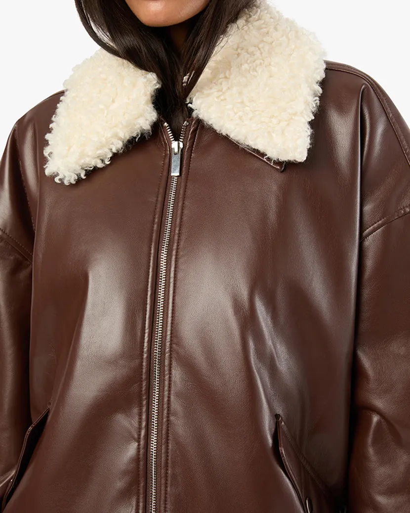 Faux Sherpa Collar Bomber Jacket sold by WeWoreWhat product image thumbnail 4