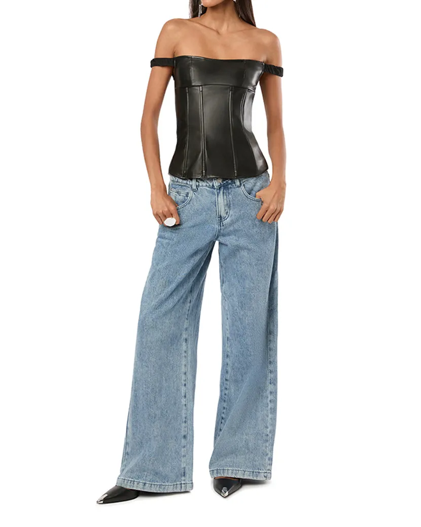 Off Shoulder Vegan Leather Corset sold by WeWoreWhat product image thumbnail 4