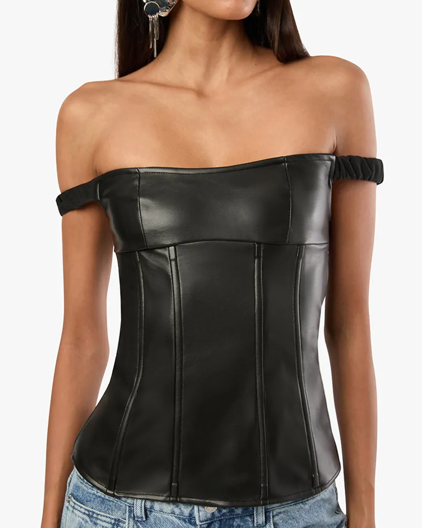 Off Shoulder Vegan Leather Corset sold by WeWoreWhat product image thumbnail 5