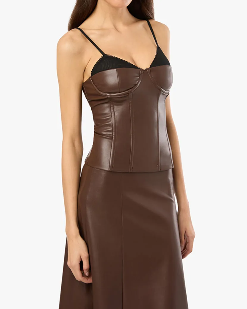 Corset Vegan Leather Top sold by WeWoreWhat