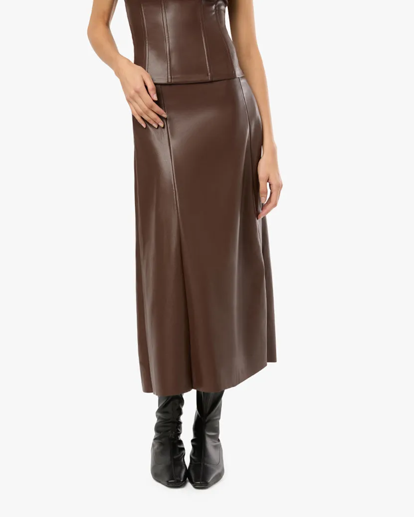 Vegan Leather Flare Midi Skirt sold by WeWoreWhat