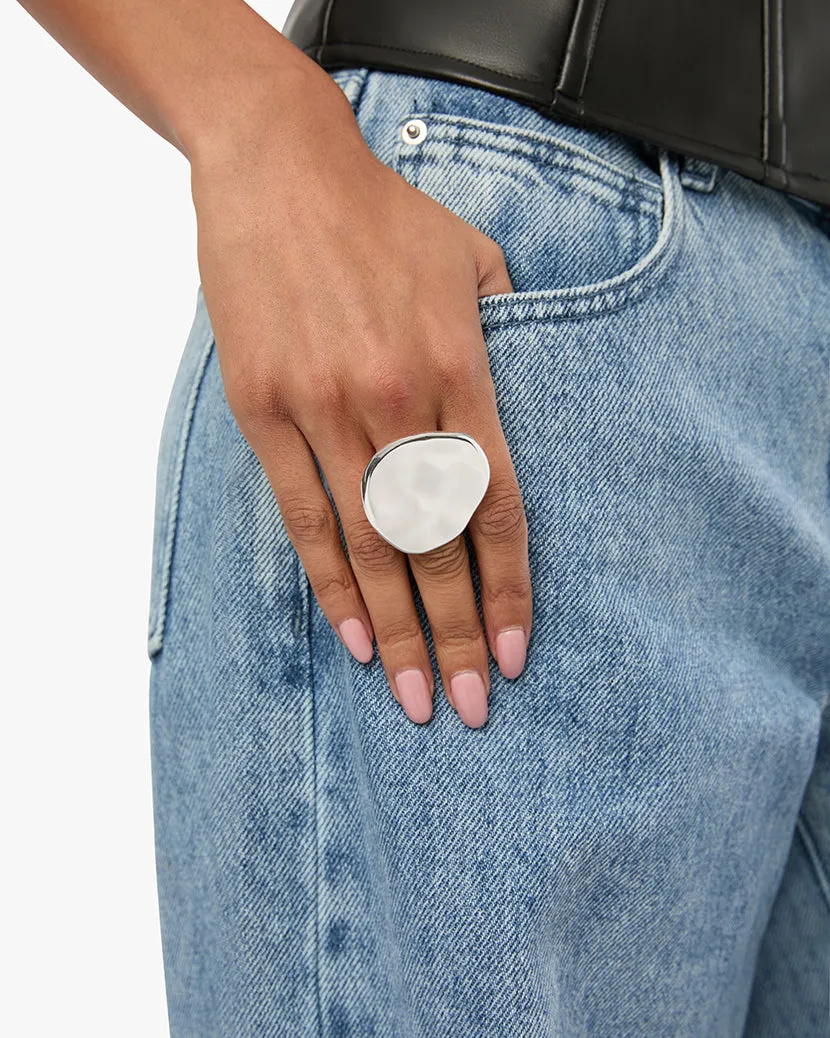 Hammered Plate Ring sold by WeWoreWhat