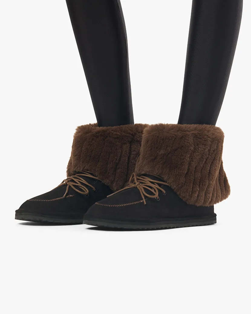 Fold Over Fur Bootie sold by WeWoreWhat