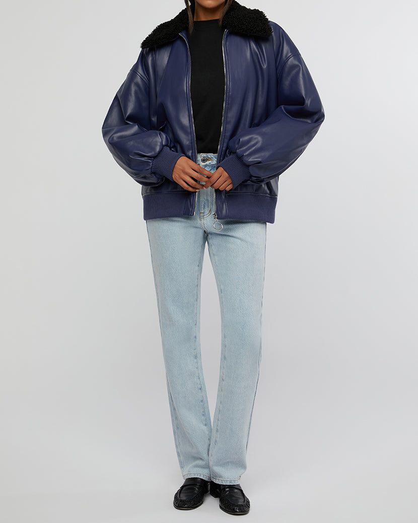 Faux Sherpa Collar Bomber Jacket sold by WeWoreWhat product image thumbnail 5