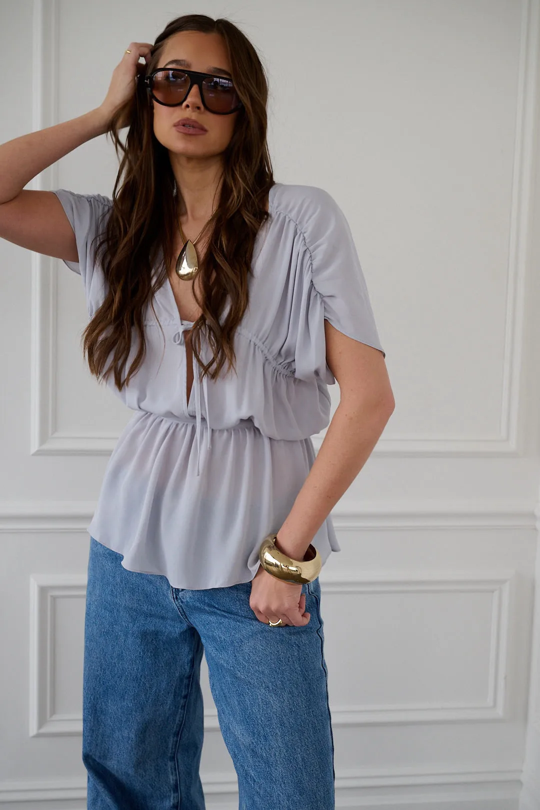 Gathered Cap Short Sleeve Top sold by WeWoreWhat product image thumbnail 3
