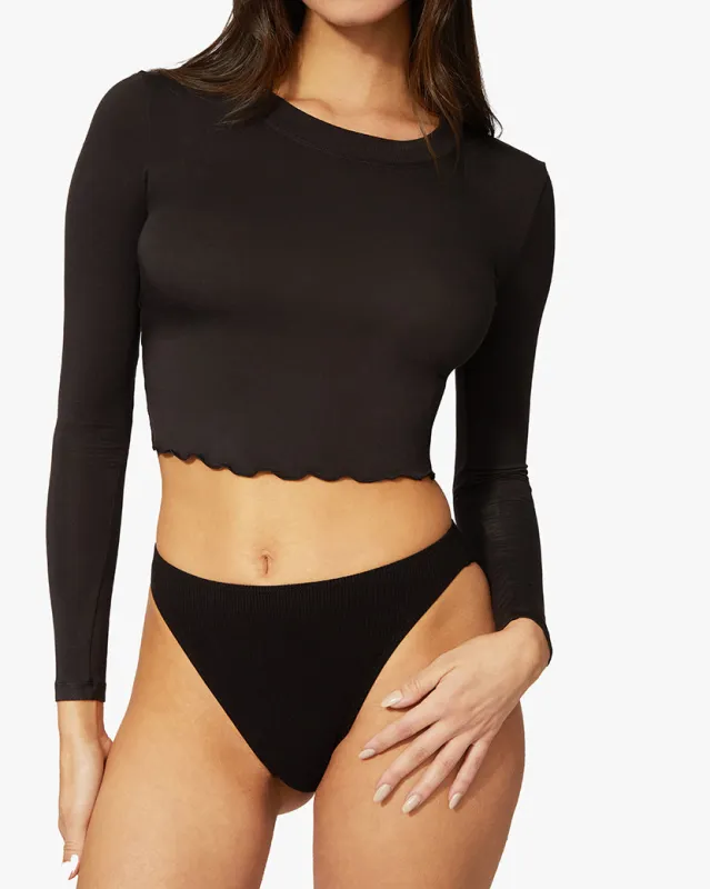 Crew Neck Long Sleeve Cropped Tee sold by WeWoreWhat