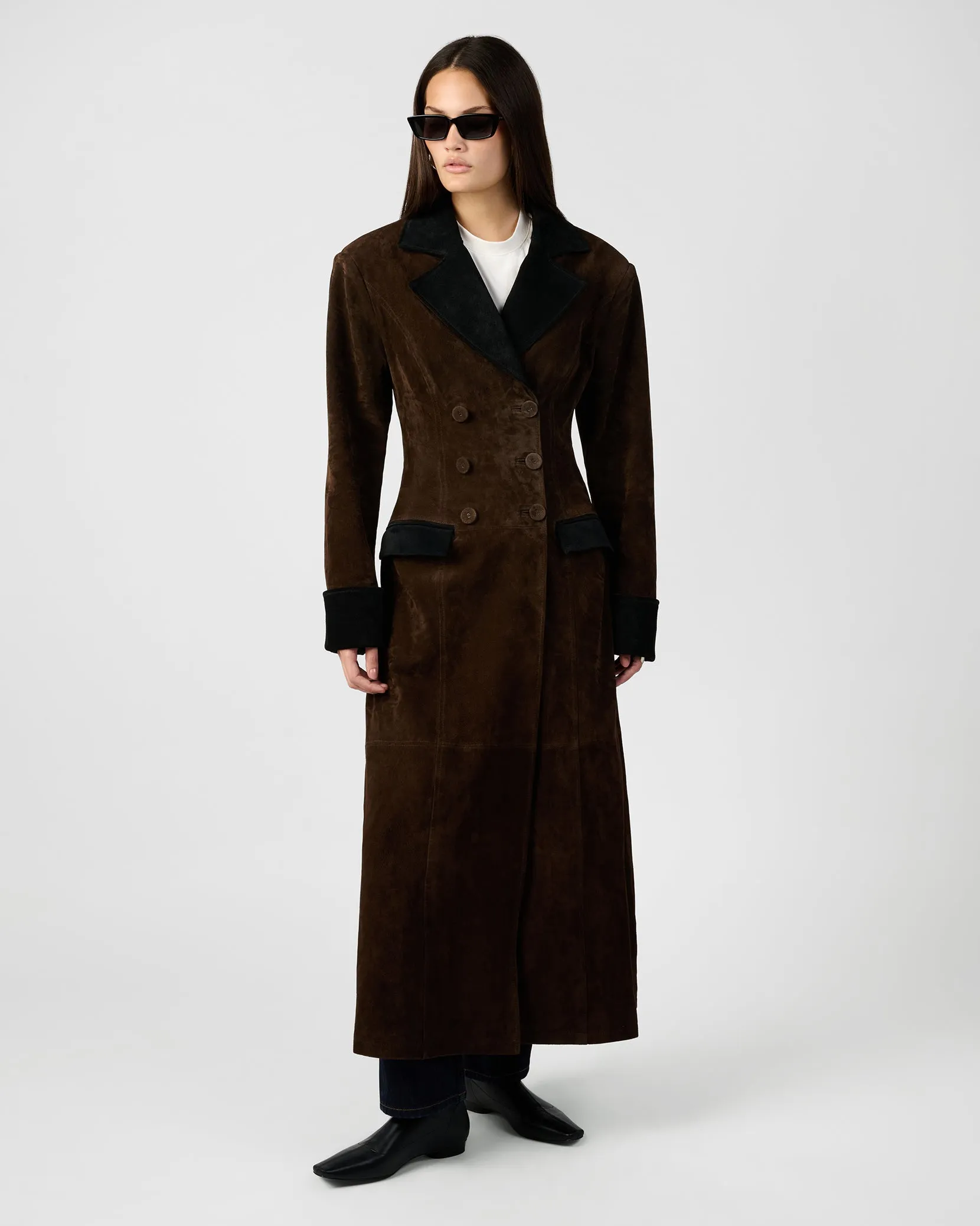 Premium Double Breasted Suede Coat sold by WeWoreWhat product image thumbnail 2