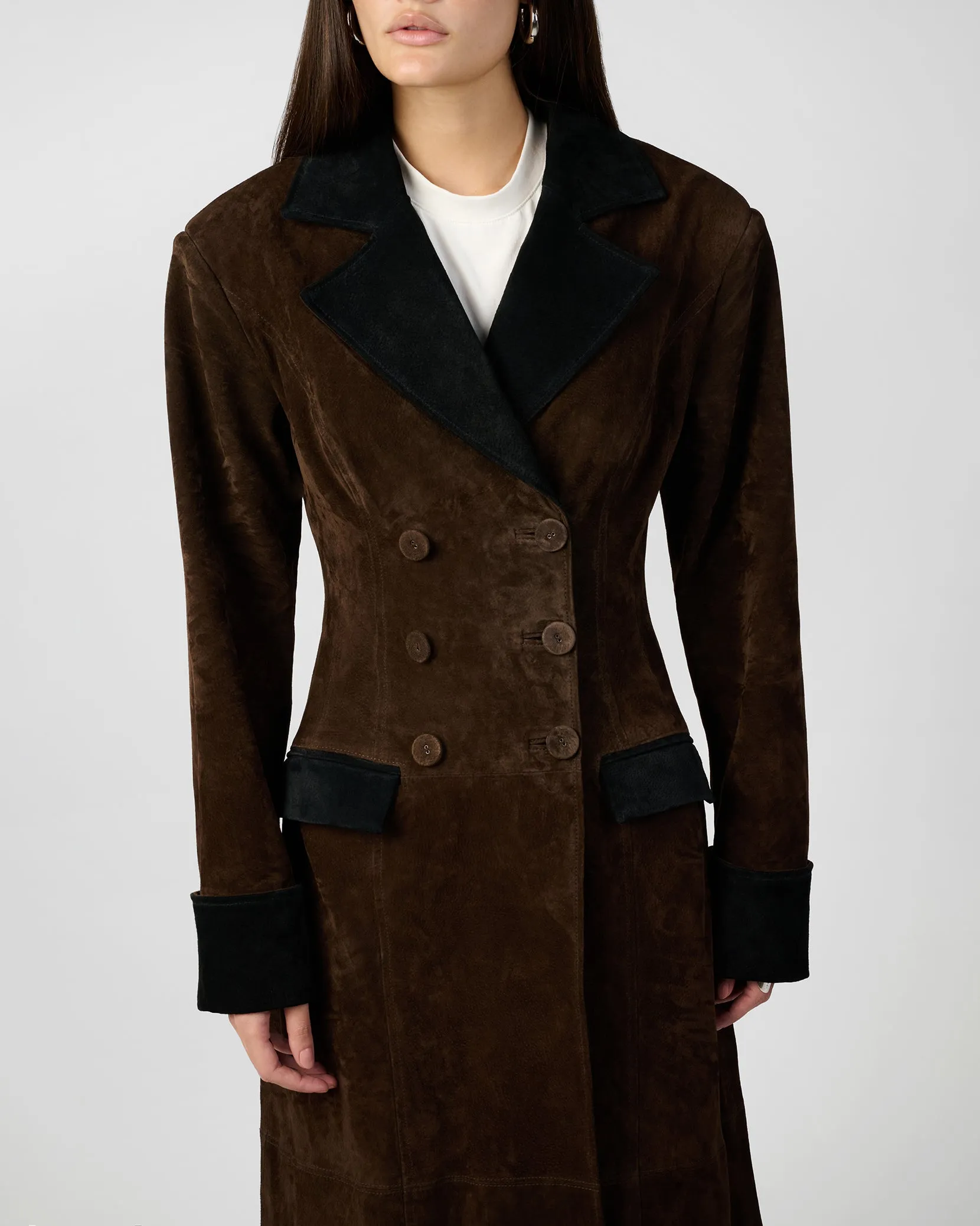 Premium Double Breasted Suede Coat sold by WeWoreWhat product image thumbnail 5