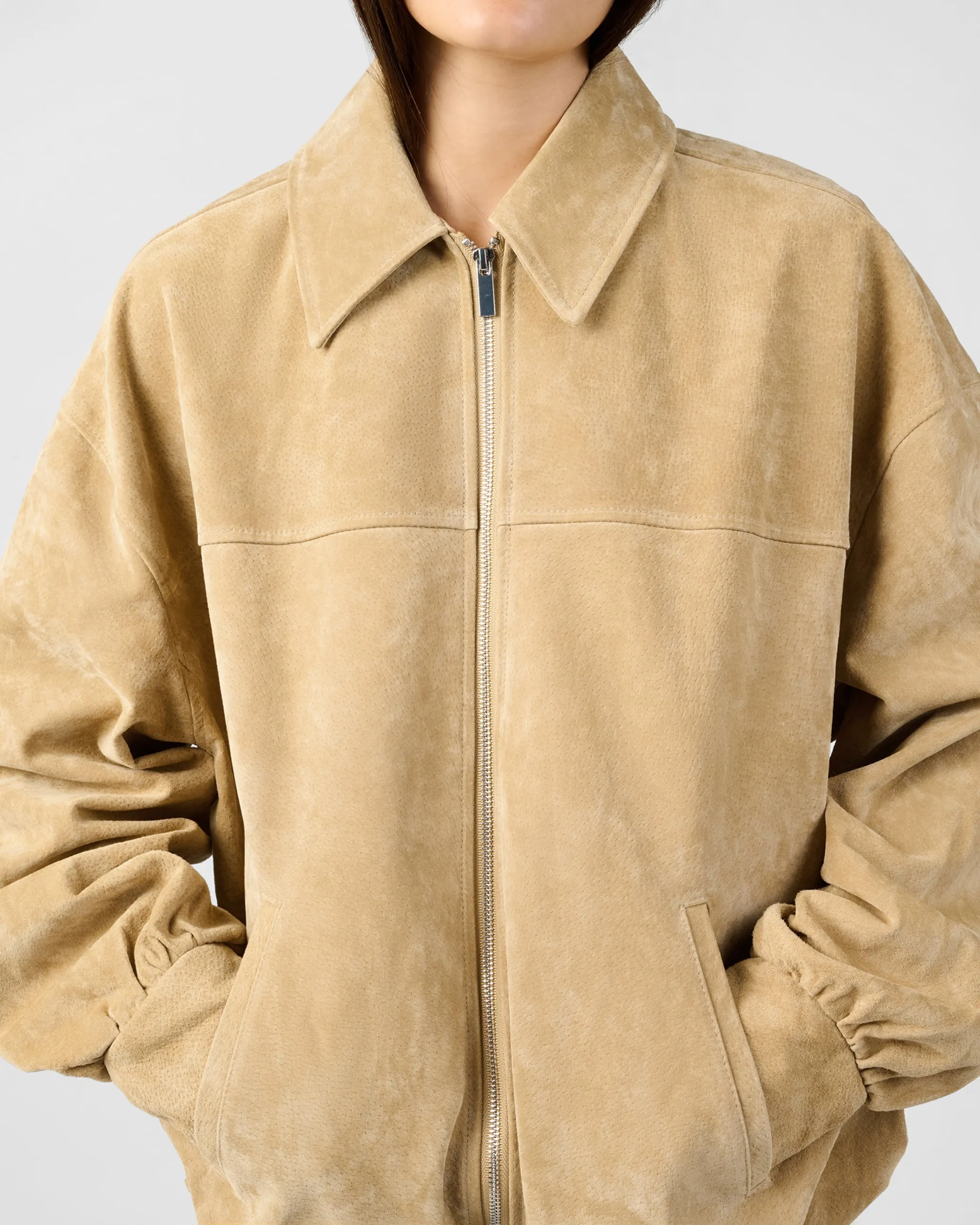 Premium Suede Bomber Jacket sold by WeWoreWhat product image thumbnail 5