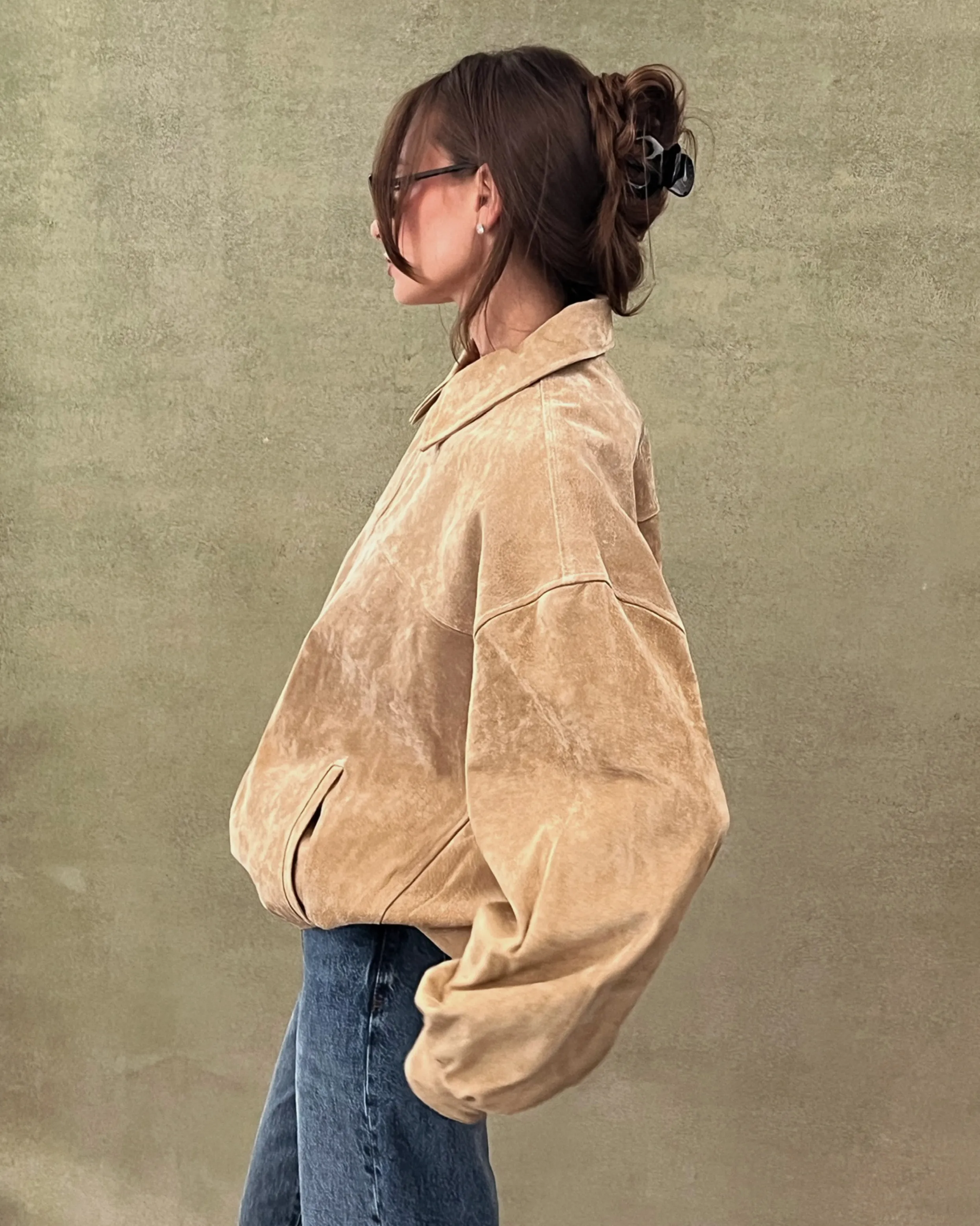 Premium Suede Bomber Jacket sold by WeWoreWhat product image thumbnail 2